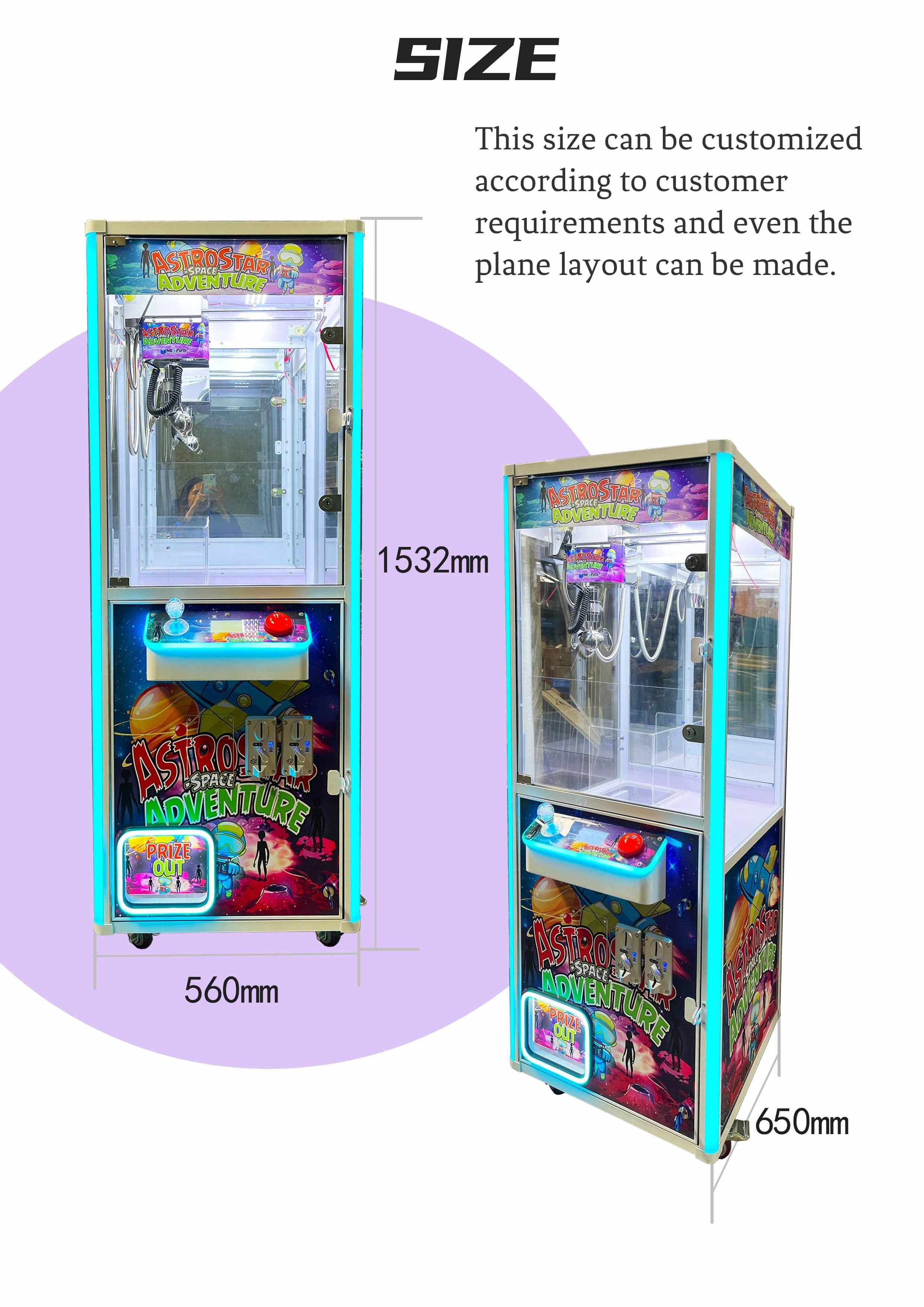 Neofuns Small Claw Crane Machine Coin Operated Games Plush Toys Vending Machine With Bill Acceptor