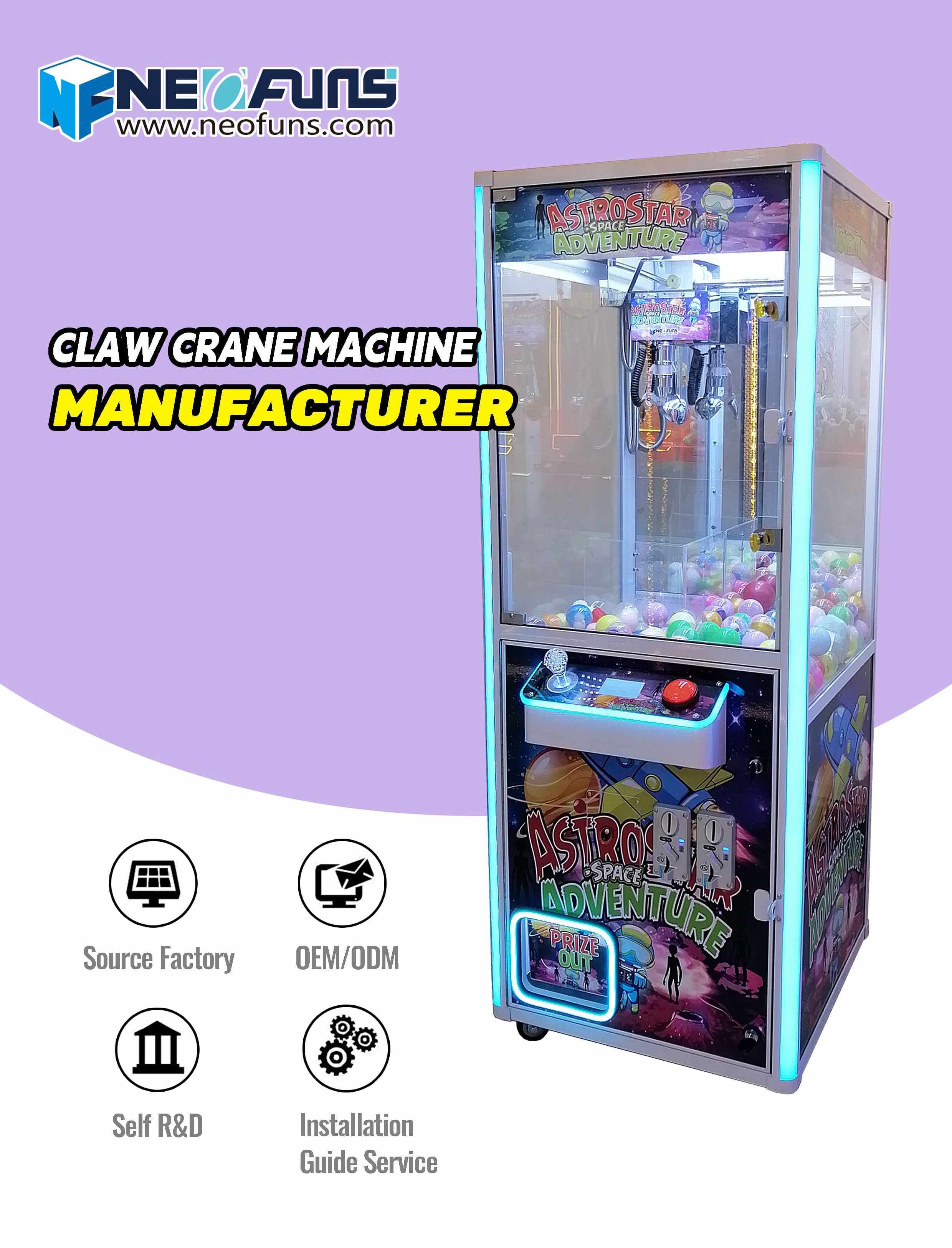 Neofuns Small Claw Crane Machine Coin Operated Games Plush Toys Vending Machine With Bill Acceptor