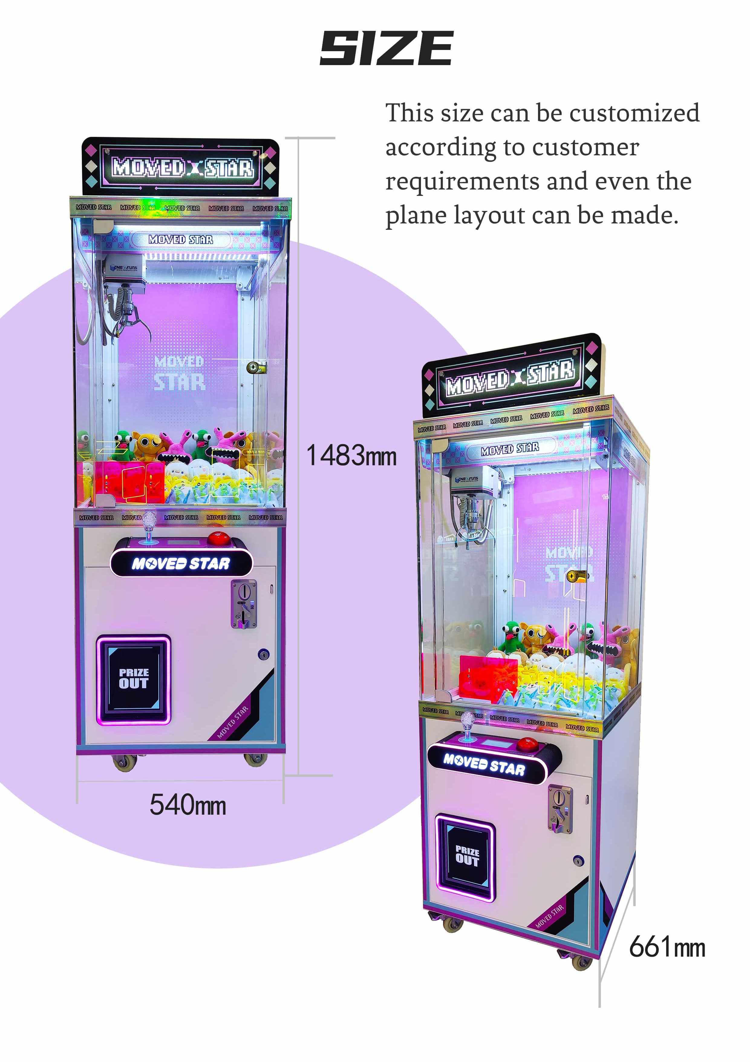 Neofuns Small Claw Crane Machine Coin Operated Games Mini Plush Toy Vending Machine With Bill Acceptor