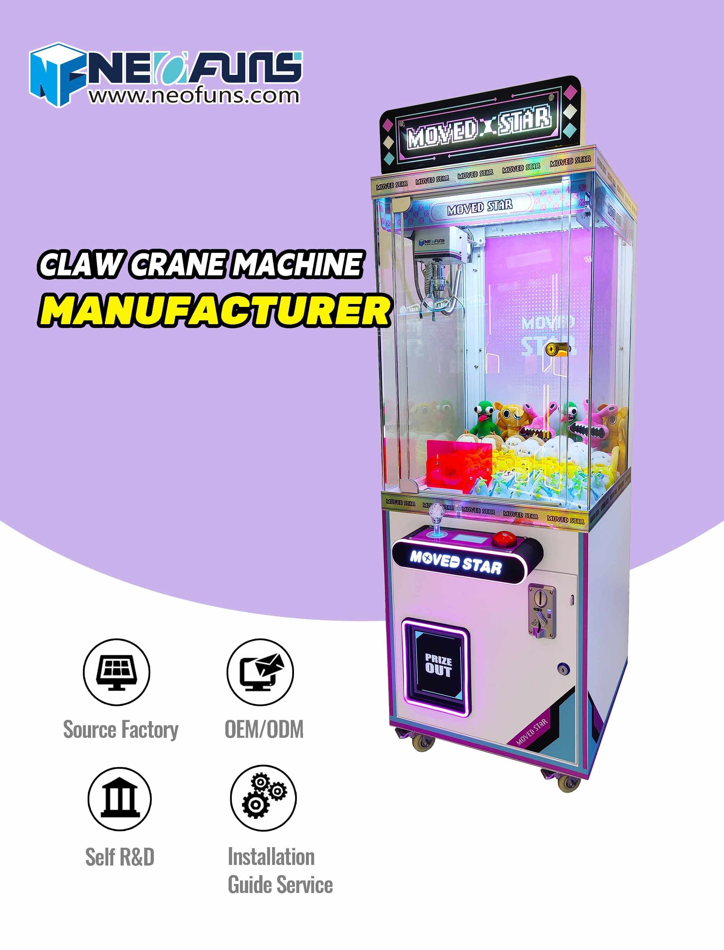 Neofuns Small Claw Crane Machine Coin Operated Games Mini Plush Toy Vending Machine With Bill Acceptor