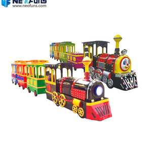 Neofuns Amusement Park Kiddie Ride Rail Train 4 Carriages Trackless Train for Kids