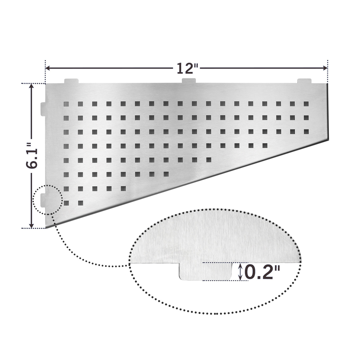 Brushed Stainless Steel Bathroom Floating Shower Shelf Recessed Corner Shelf without Drilling