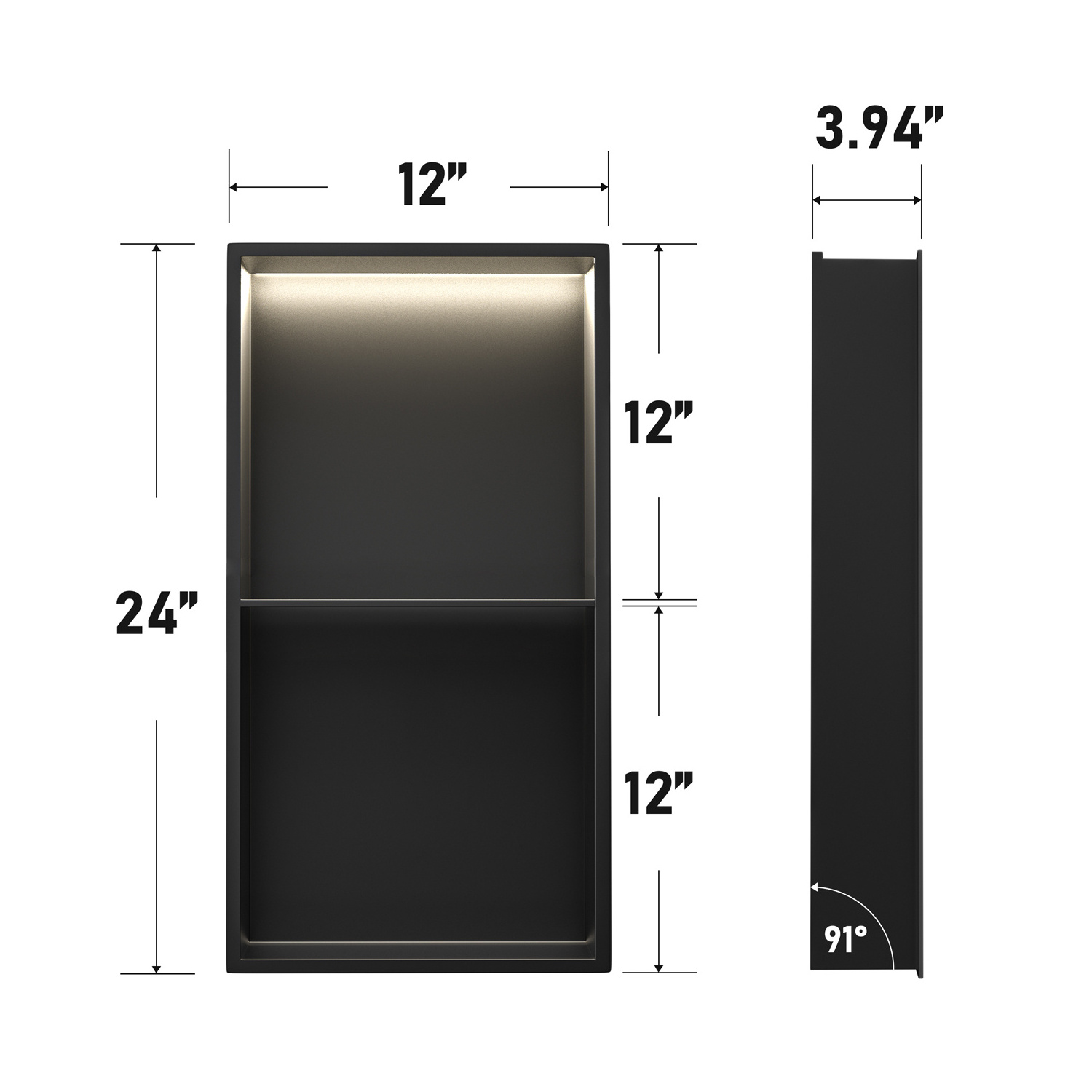 Exclusive Design FCC Certified Double Shelves Shower Niche Stainless Steel with Hidden Lighting