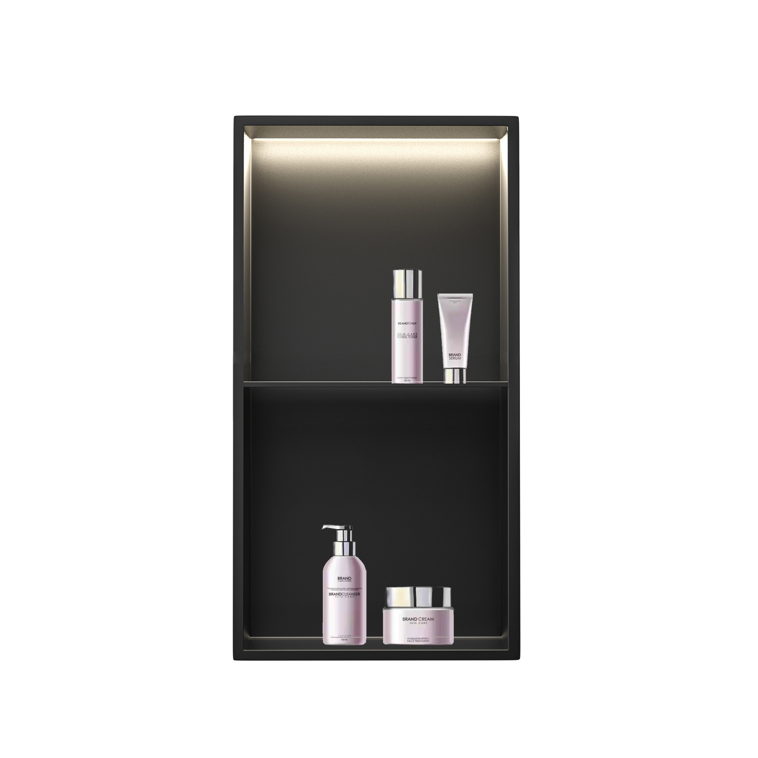 Popular Product Double Shelves Matte Black Recessed Wall LED Lights Bathroom Shower Niches