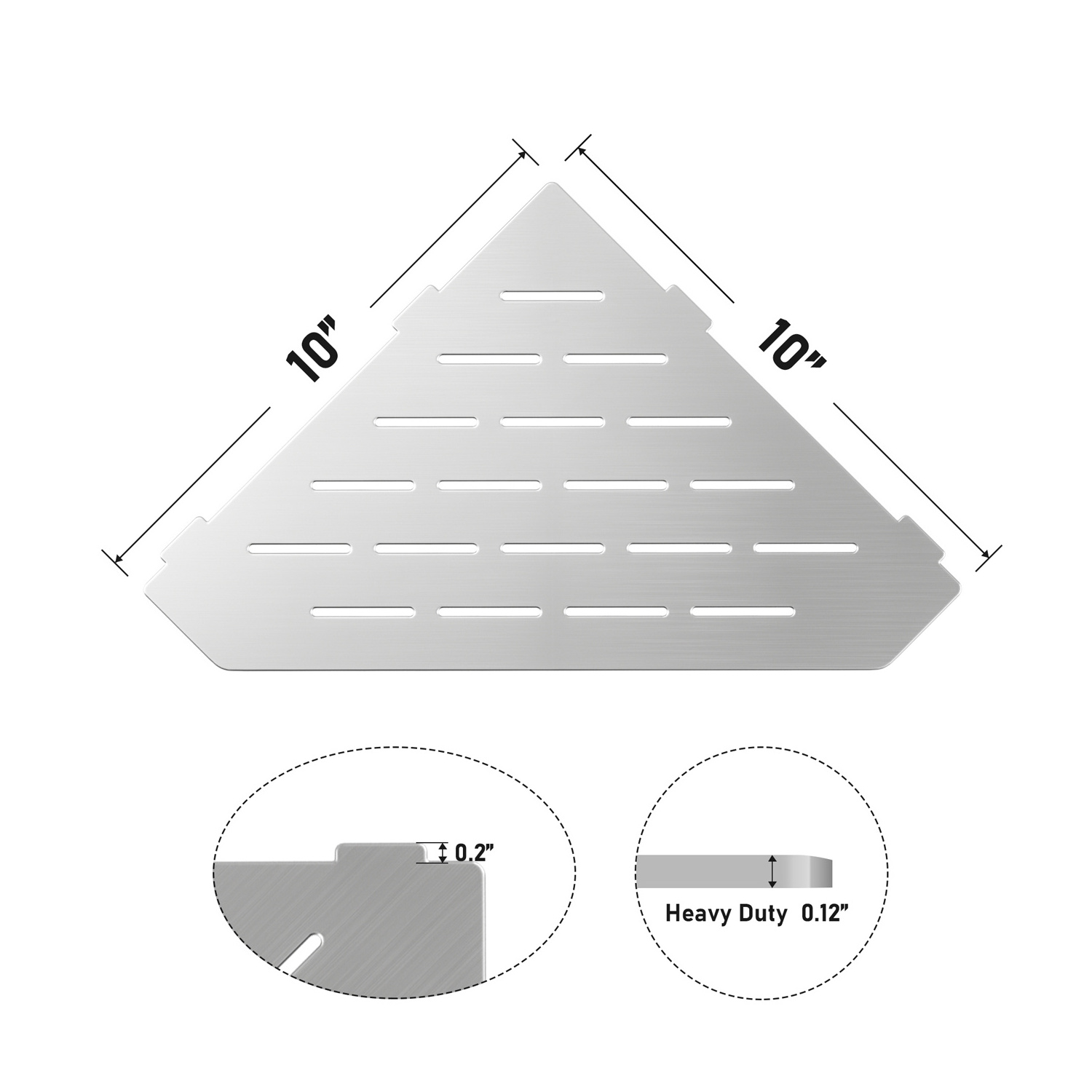 Deft Design Insert Tile Corner Shelf 304 Stainless Steel Triangle Shower Shelf without Drilling