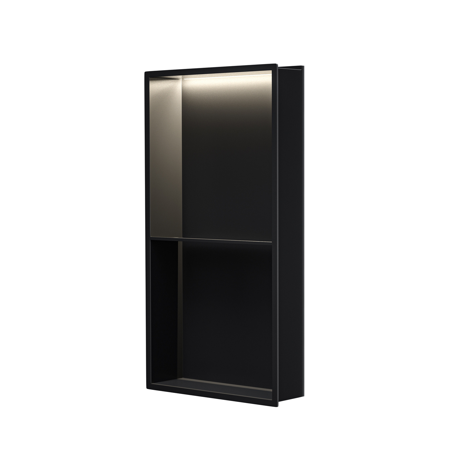 Popular Product Double Shelves Matte Black Recessed Wall LED Lights Bathroom Shower Niches