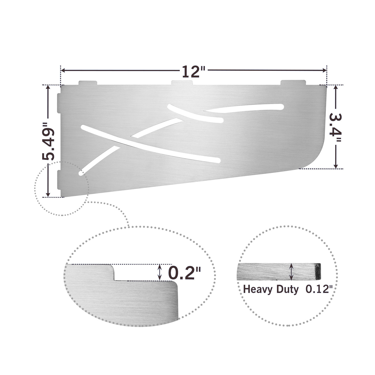 Waterproof Brushed Stainless Steel Bathroom Floating Corner Shelf Organizer Recessed Shower Shelves