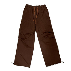 Factory OEM Oversized Mens Casual Trousers Fit Parachute Pants Men Loose Waist Custom Color Plain Baggy Cargo Parachute Pants