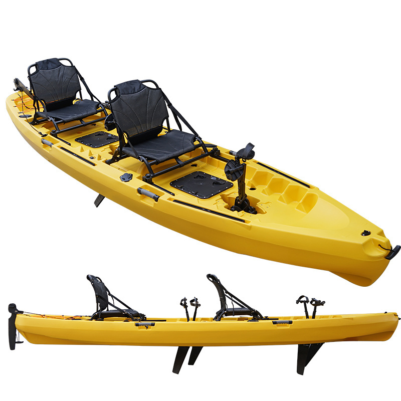 Paddle-Free Tandem Kayak Rotomolded Plastic Canoe Kayak 4 Meter long 2 Person Pedal Drive Fishing Kayak With CE Life Vests