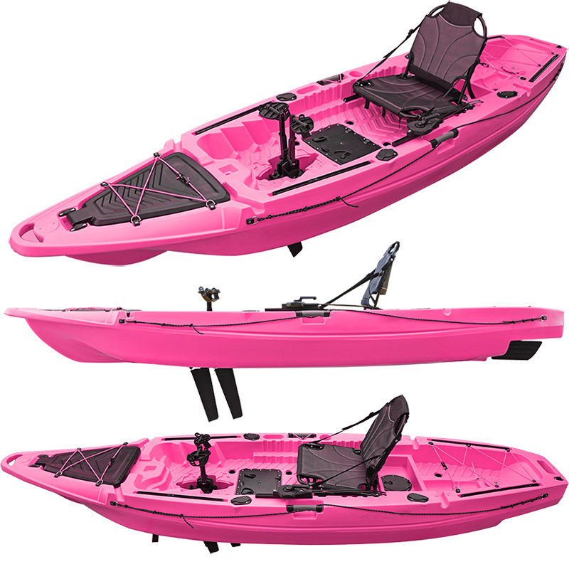 NEOKUDO Custom Logo 11ft Rotomolded PE Boat Sit on TOP Kayak Single Pedal Drive Fishing Kayak With High Seat and CE Approved PFD