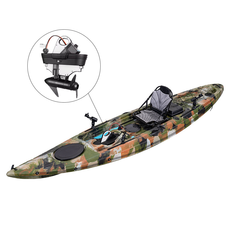 Hands Free 13.5FT Electric Fishing Boat One Person Sit On Top Fishing Kayak Motor