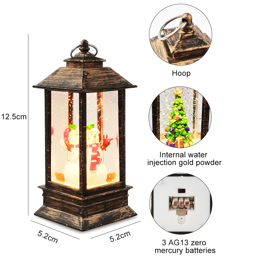 Candlestick Snowman Santa Claus Plastic Lamp Battery Operate Christmas Decoration Hanging Christmas LED Storm Lantern