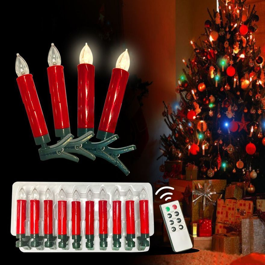 Light Flickering Led Candles With Remote Clip Light Christmas Decoration Candle Set Of 10 Flameless Led Tree Candle