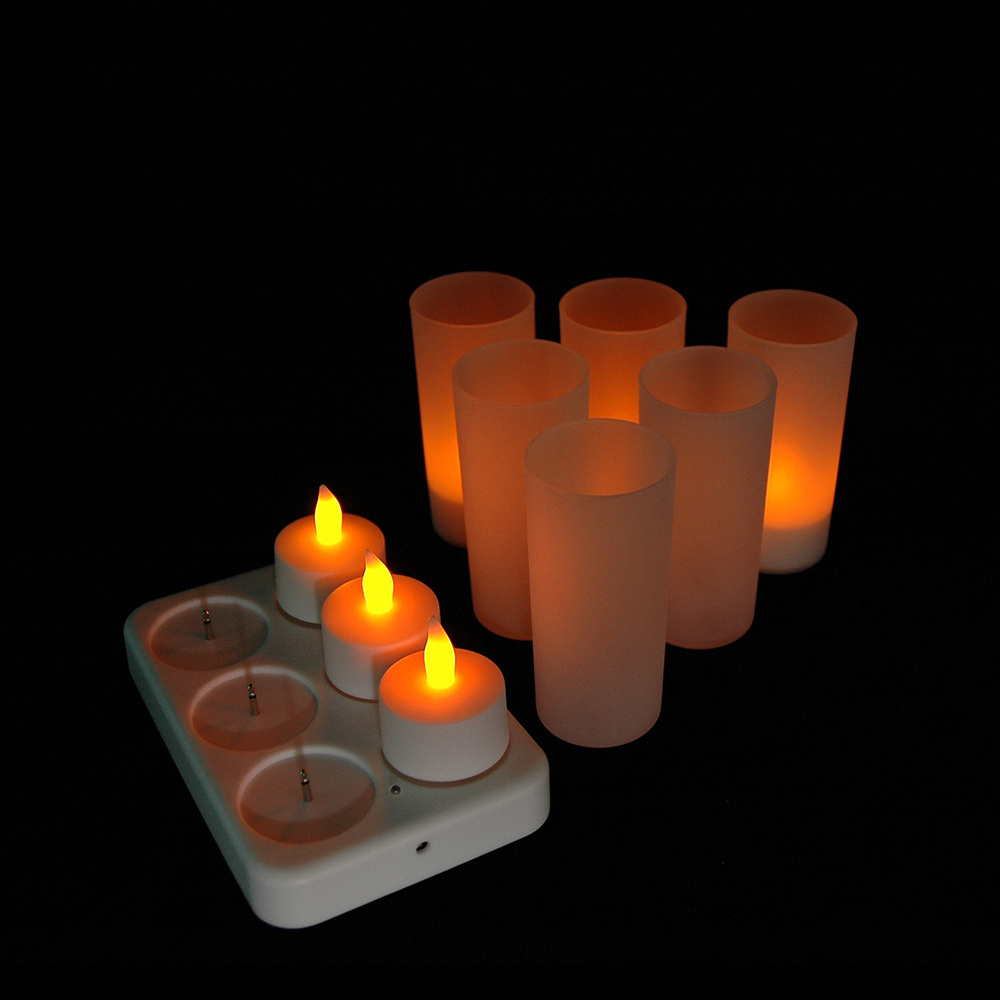 Led Artificial Candle Light  With Moving Flame Mini Battery Led Candle Set Of 6 Rechargeable Led Flameless Candles