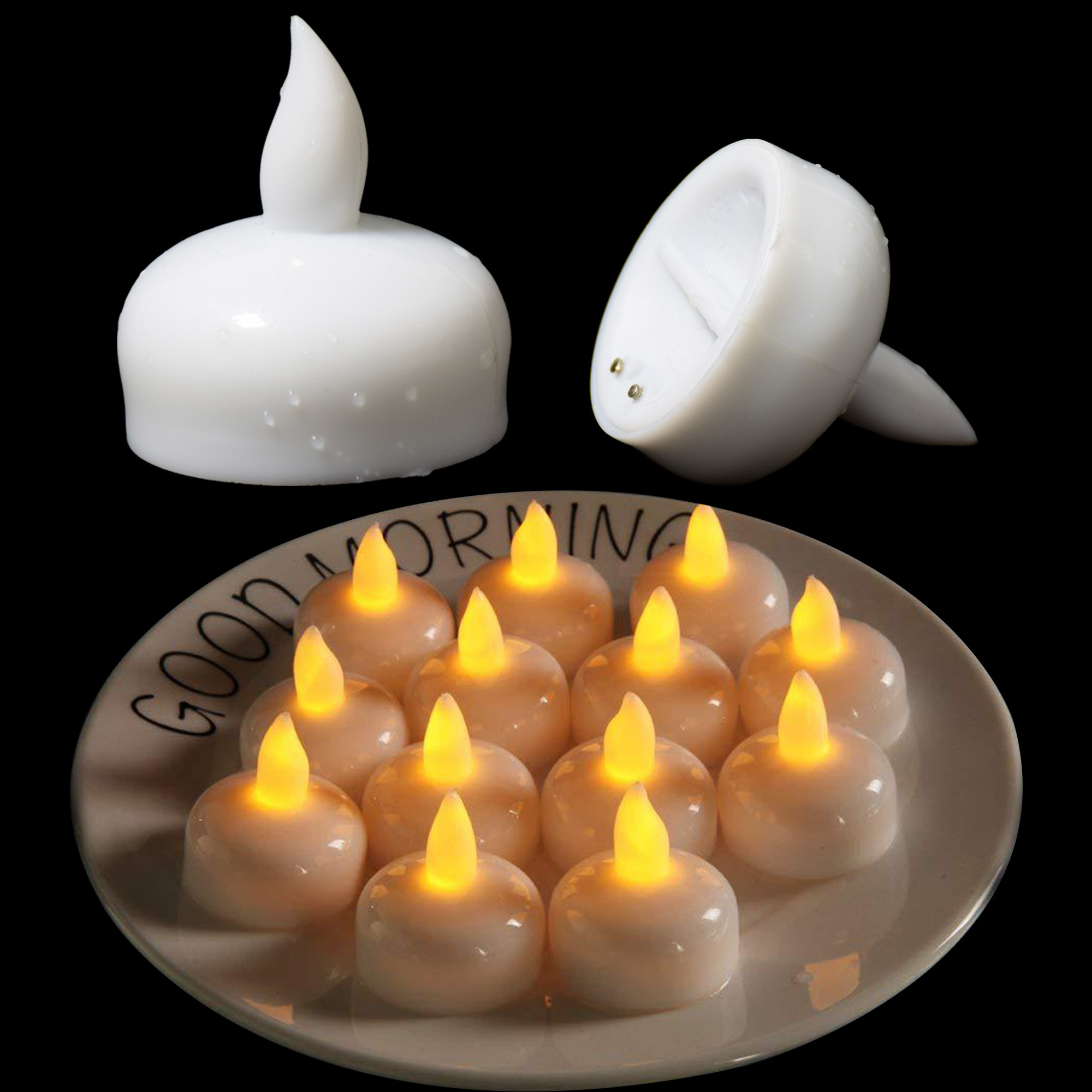 NEON-GLO Electric Electronic Flameless Floating Battery Operated Velas Bougie Rechargeable Artificial Tea Light Candles