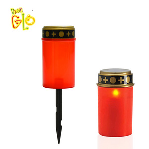 Neon-Glo Led Votire Solar Powered Pray Lantern Candle Flameless Lights For Grave Garden