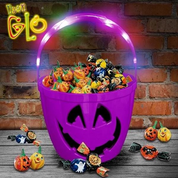 Wholesale Plastic Halloween Pumpkin Light Candy Bucket Halloween Pumpkin Jack O Lantern Candy Bucket Large Pumpkin Candy Bucket