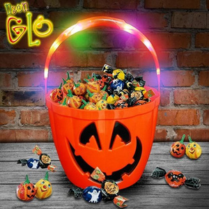 Wholesale Plastic Halloween Pumpkin Light Candy Bucket Halloween Pumpkin Jack O Lantern Candy Bucket Large Pumpkin Candy Bucket