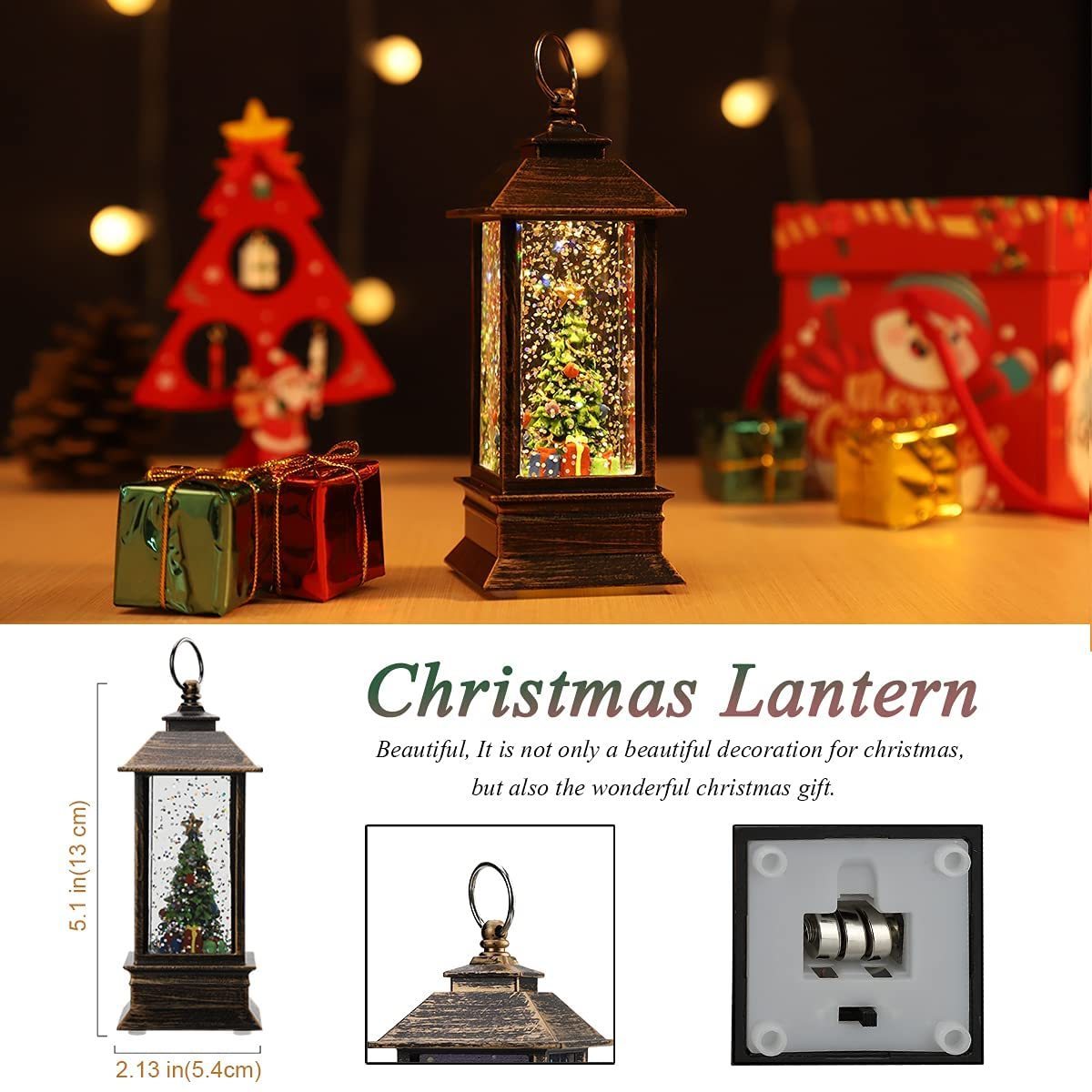 Candlestick Snowman Santa Claus Plastic Lamp Battery Operate Christmas Decoration Hanging Christmas LED Storm Lantern