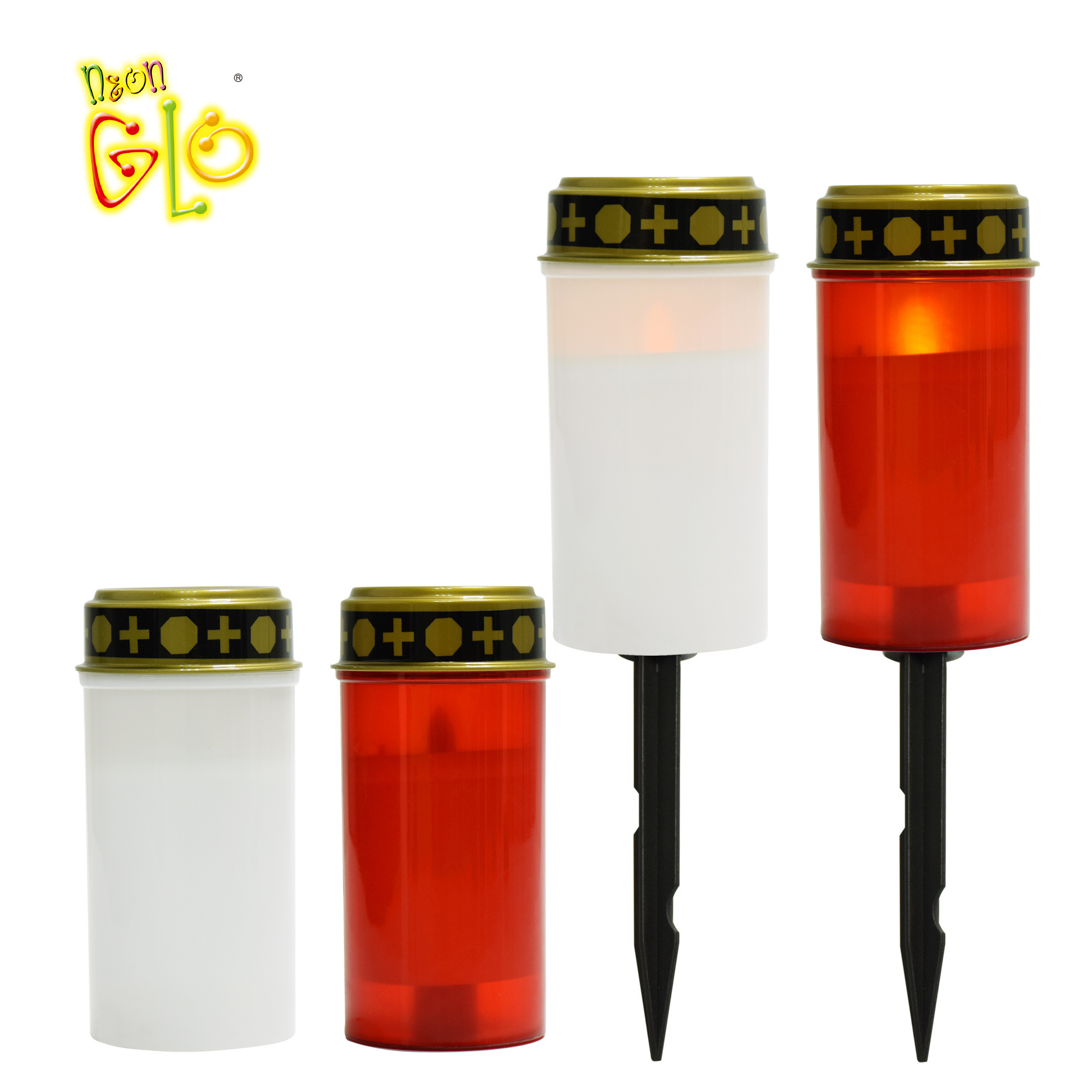 Led Flickering Flame Flameless Battery Candle Electric Lamp Garden Decorative Grave Light With Holder