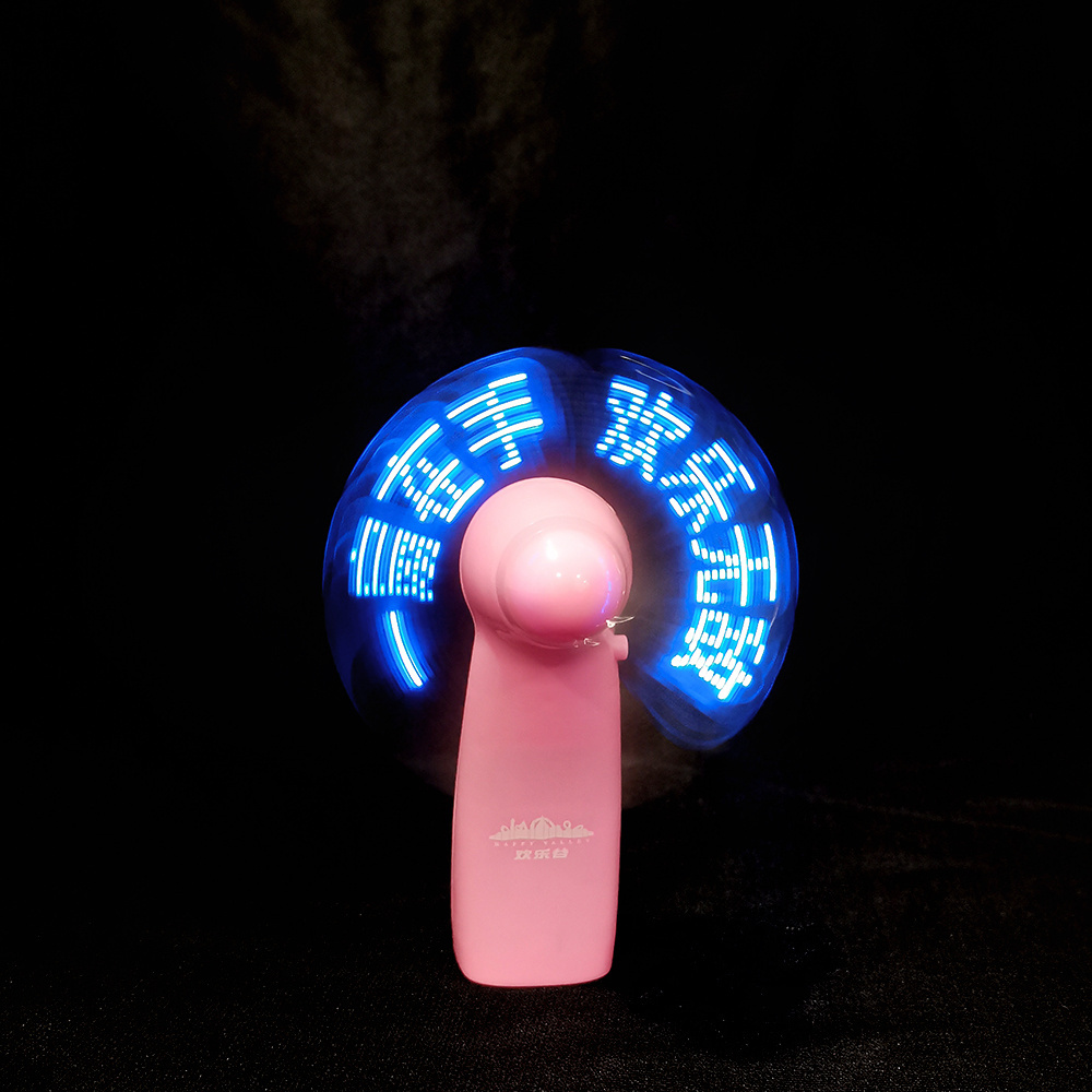 Led Custom Message Mini Handheld Fan Electric Led Light Up Fan Programmable Led Flashing Message Mini Fan