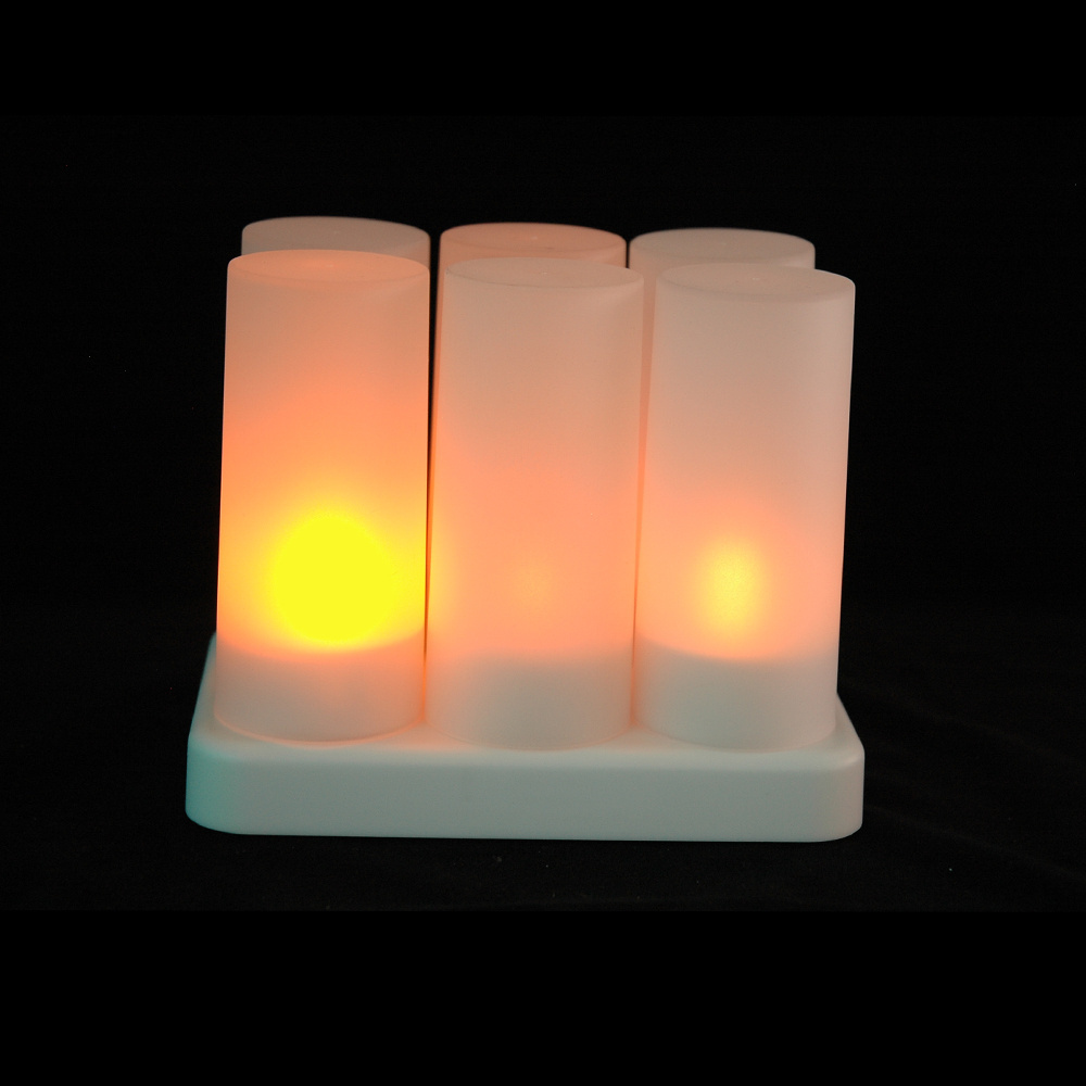 Led Artificial Candle Light  With Moving Flame Mini Battery Led Candle Set Of 6 Rechargeable Led Flameless Candles