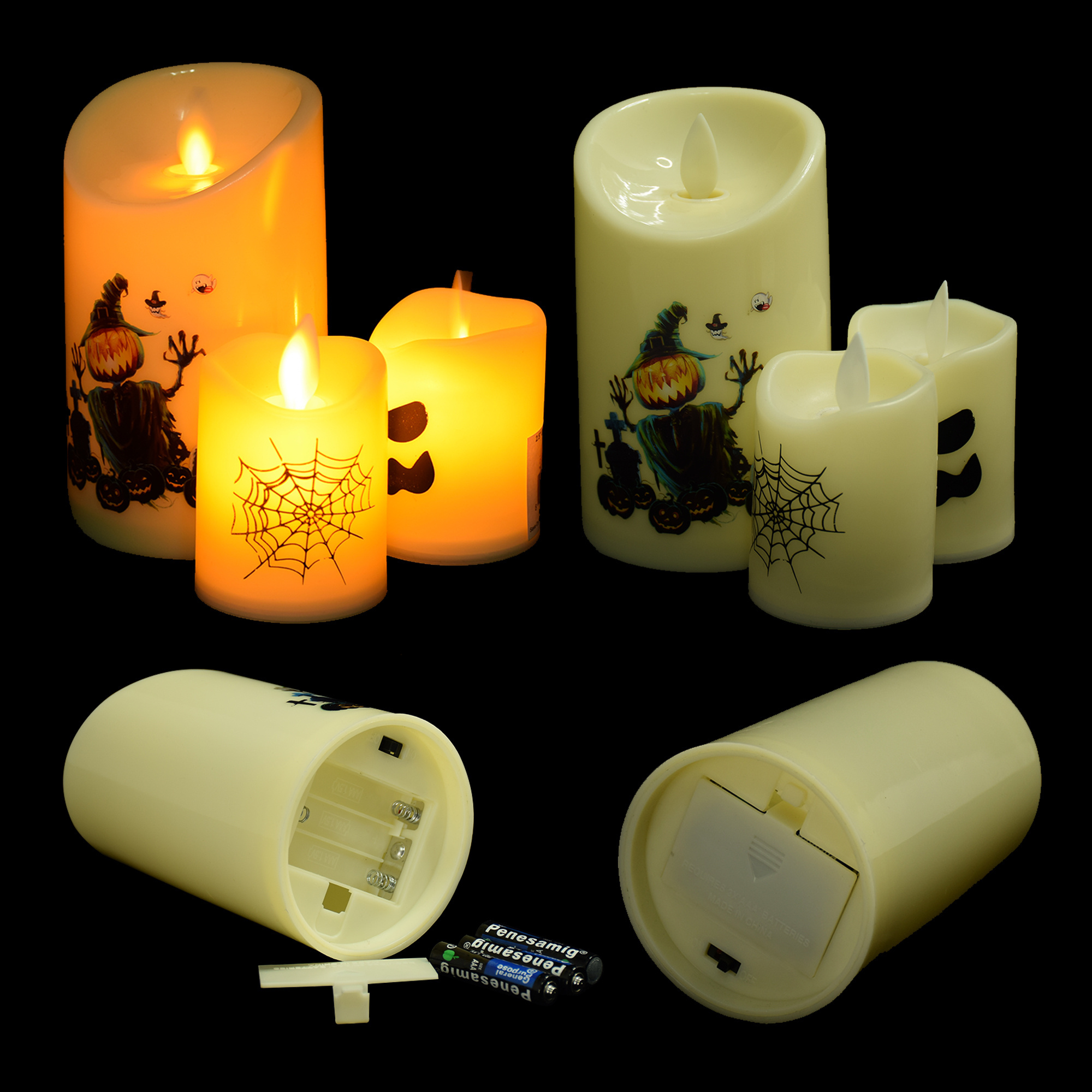 Neon-Glo Outdoor Waterproof Tea Light Holder Containers Battery Flickering Flameless LED Candle