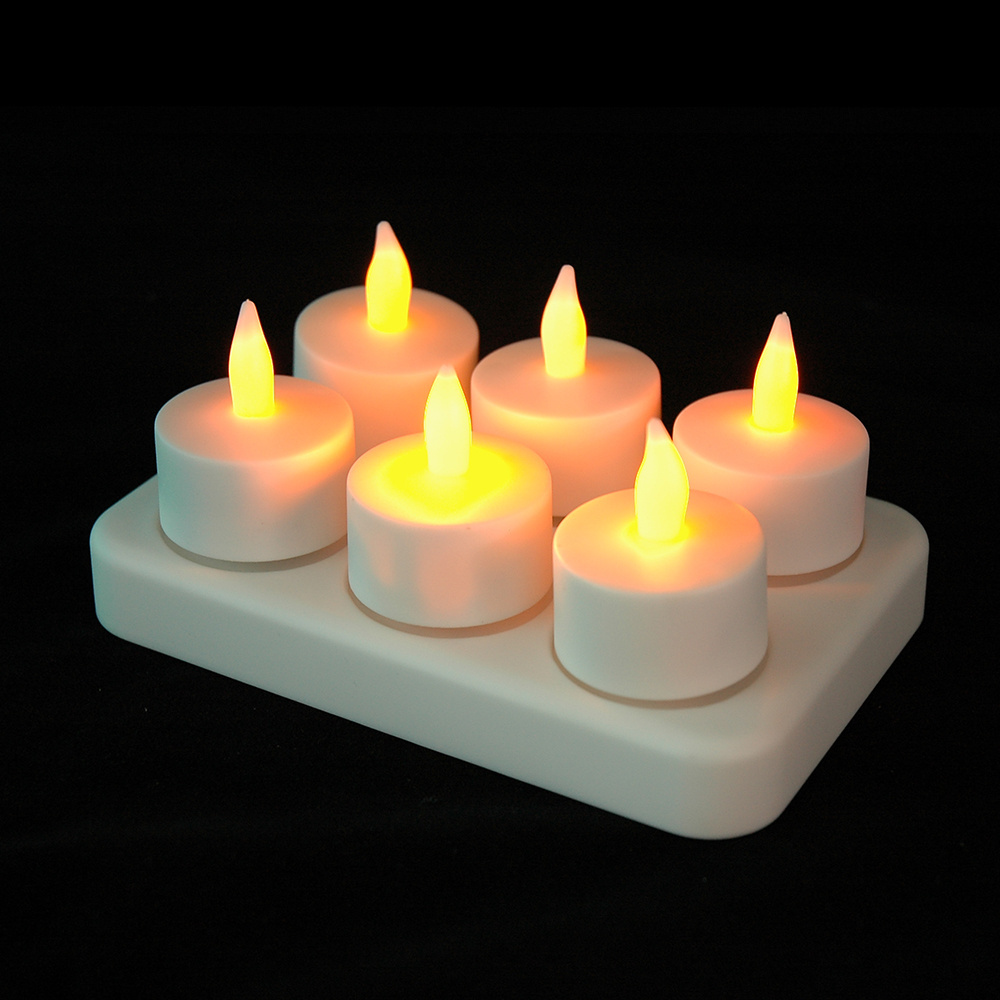 Led Artificial Candle Light  With Moving Flame Mini Battery Led Candle Set Of 6 Rechargeable Led Flameless Candles