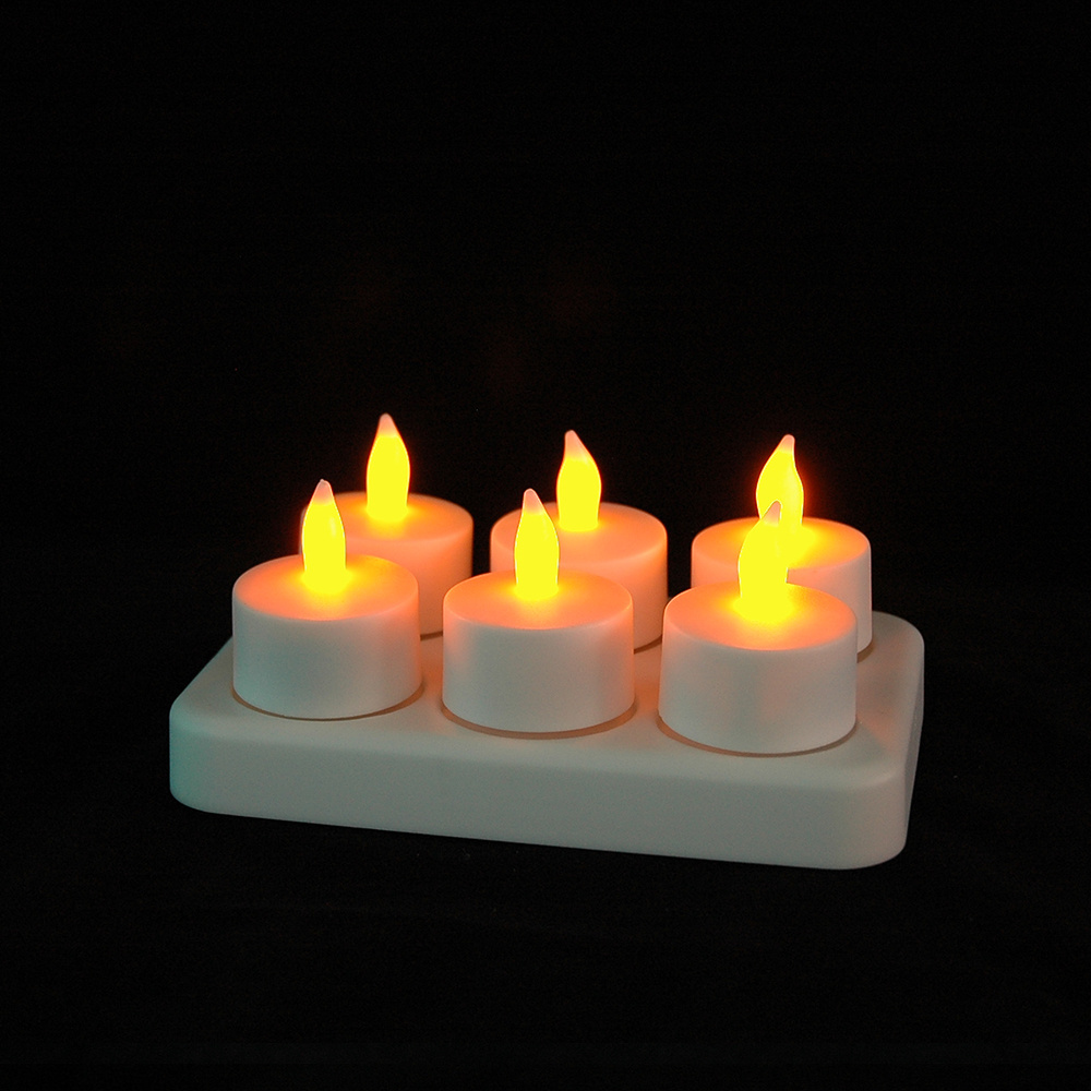 Led Artificial Candle Light  With Moving Flame Mini Battery Led Candle Set Of 6 Rechargeable Led Flameless Candles