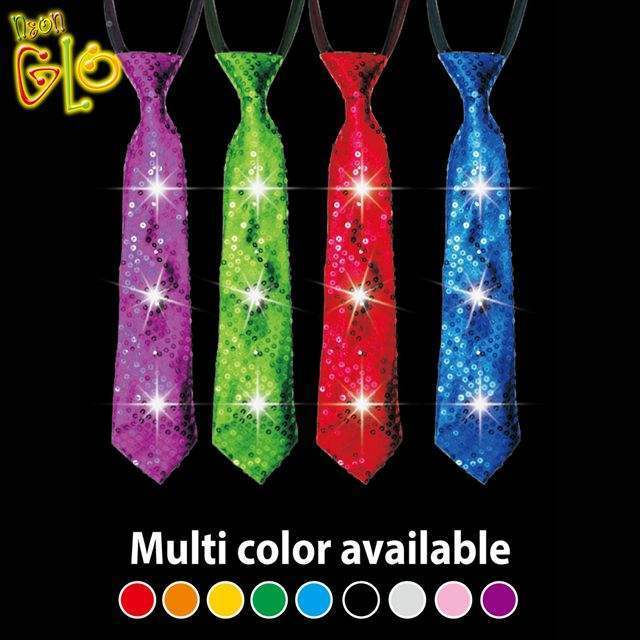 Hot Sale LED Sequin Necktie Lighted Tie for Christmas Party Favor