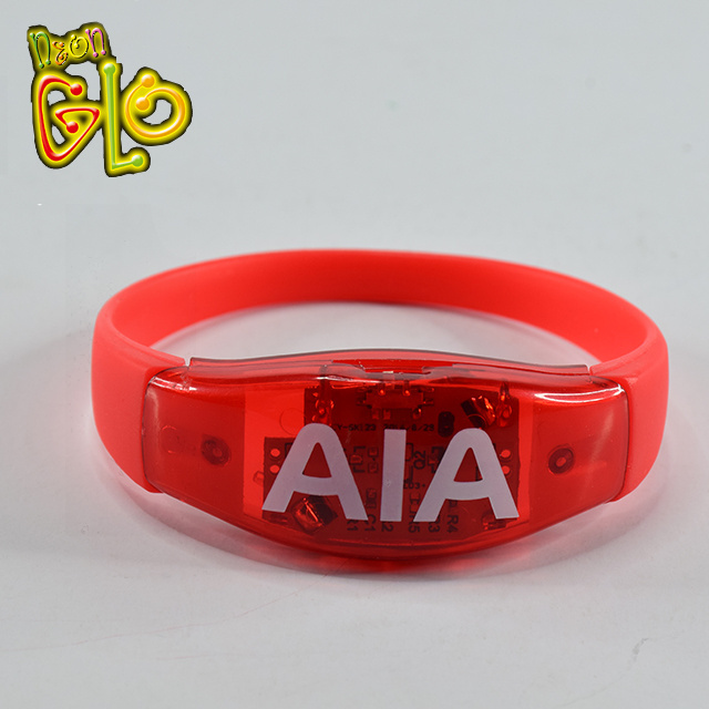 For Event Or Concert Custom Printing Silicone Flashing Pulseras LED Bracelet Light Up Wristband