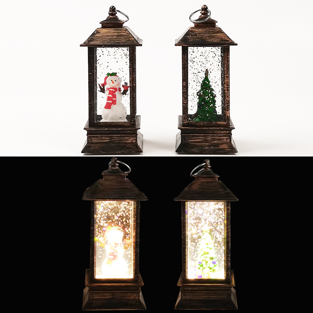 Candlestick Snowman Santa Claus Plastic Lamp Battery Operate Christmas Decoration Hanging Christmas LED Storm Lantern