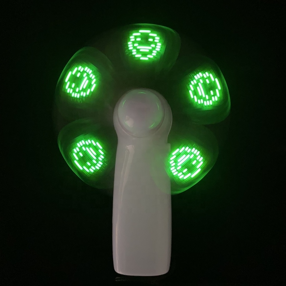 Programmable Mini Advertising Promotional Led Light Up Custom Message Handheld Fan With Led Message