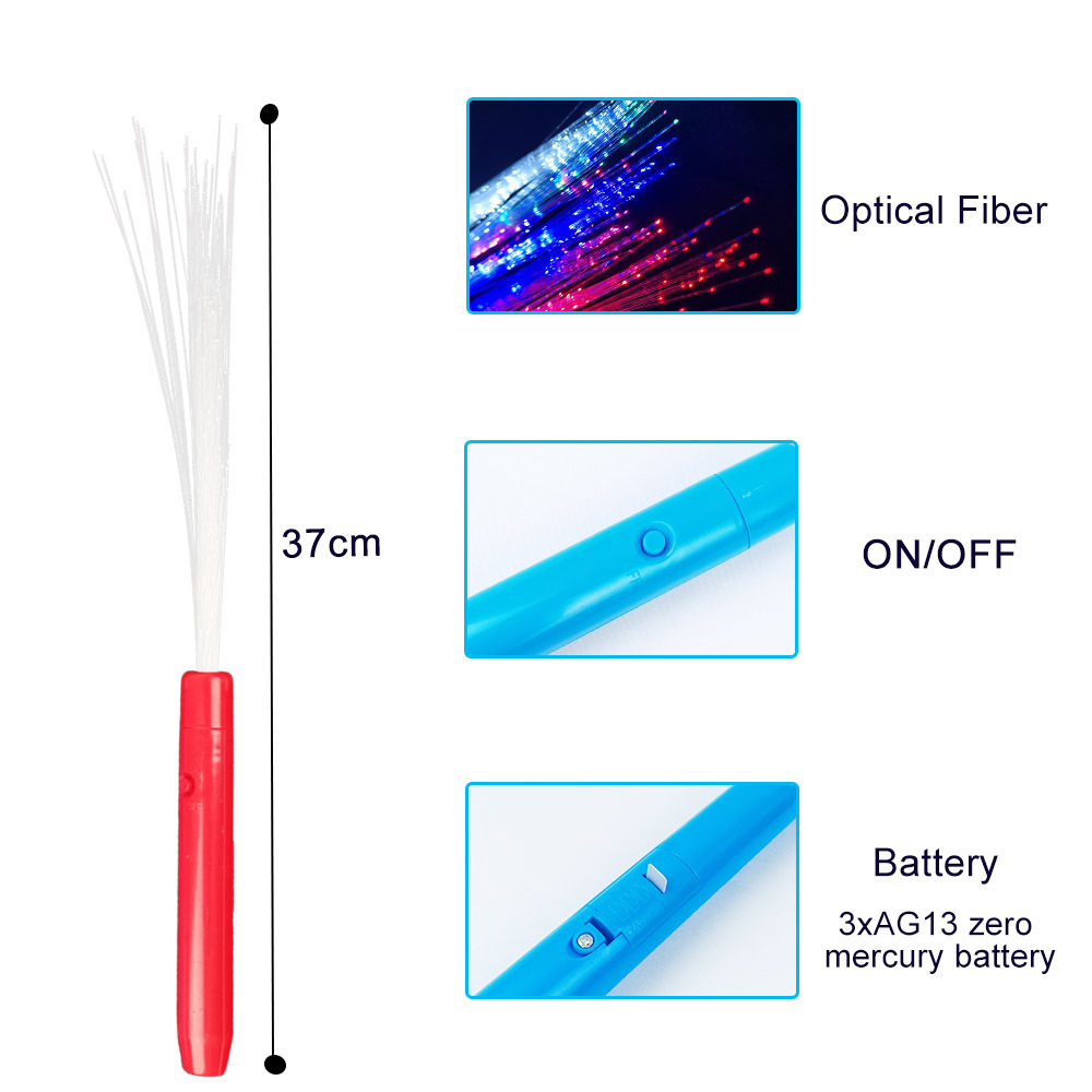 Fiber Optic Glow Wands Bulk with LED Light Up Sticks for Kids Birthday Party Favors Wedding Halloween Christmas Concerts Clubs