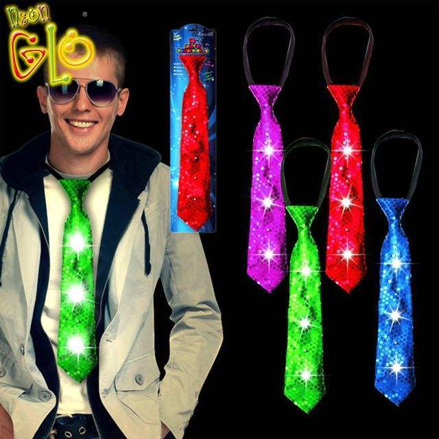 Hot Sale LED Sequin Necktie Lighted Tie for Christmas Party Favor