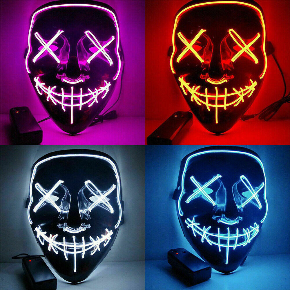 Halloween Scary Purge Costume Mask Light Up LED Cosplay Creepy Masks Halloween Costume Masks for Carnival