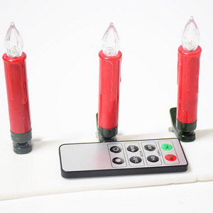 LED Battery Powered Christmas Tree Candles LED Taper Candles with Timer Remote Clips for Christmas Tree Party Decorations