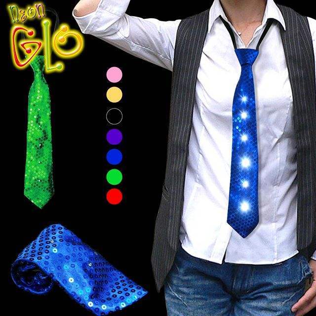 Hot Sale LED Sequin Necktie Lighted Tie for Christmas Party Favor