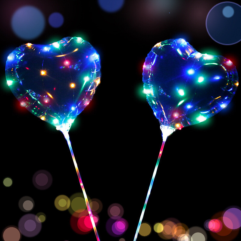 Neon-glo Valentine'S Day New Year Festival Happy Birthday Party Decoration Supplies Glowing In The Dark Led String Light Ballon