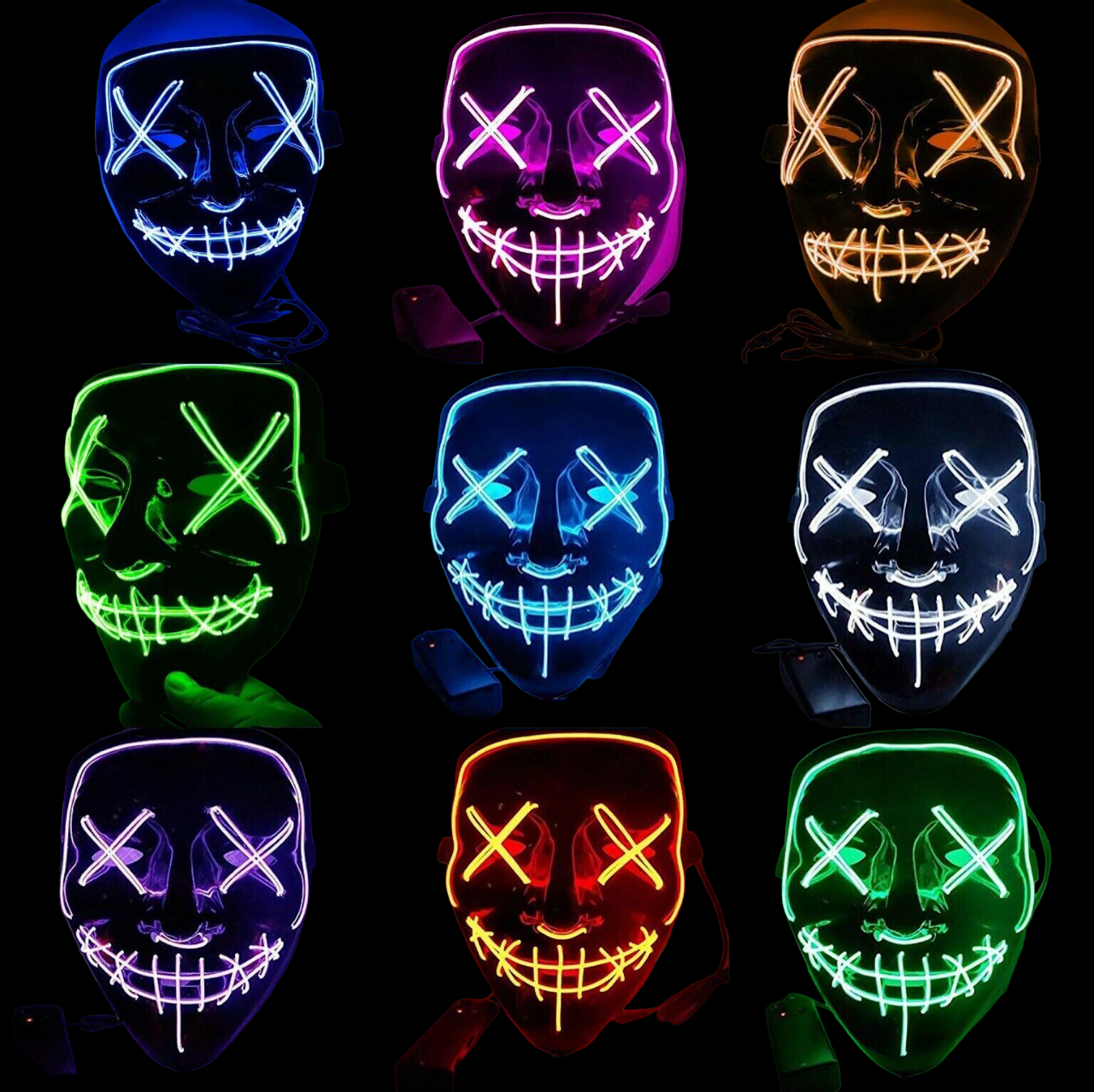 Halloween Scary Purge Costume Mask Light Up LED Cosplay Creepy Masks Halloween Costume Masks for Carnival