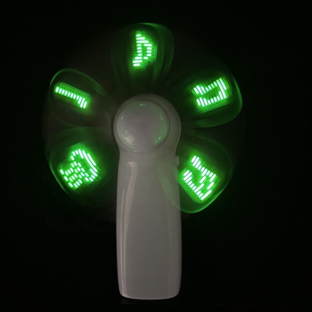 Programmable Mini Advertising Promotional Led Light Up Custom Message Handheld Fan With Led Message