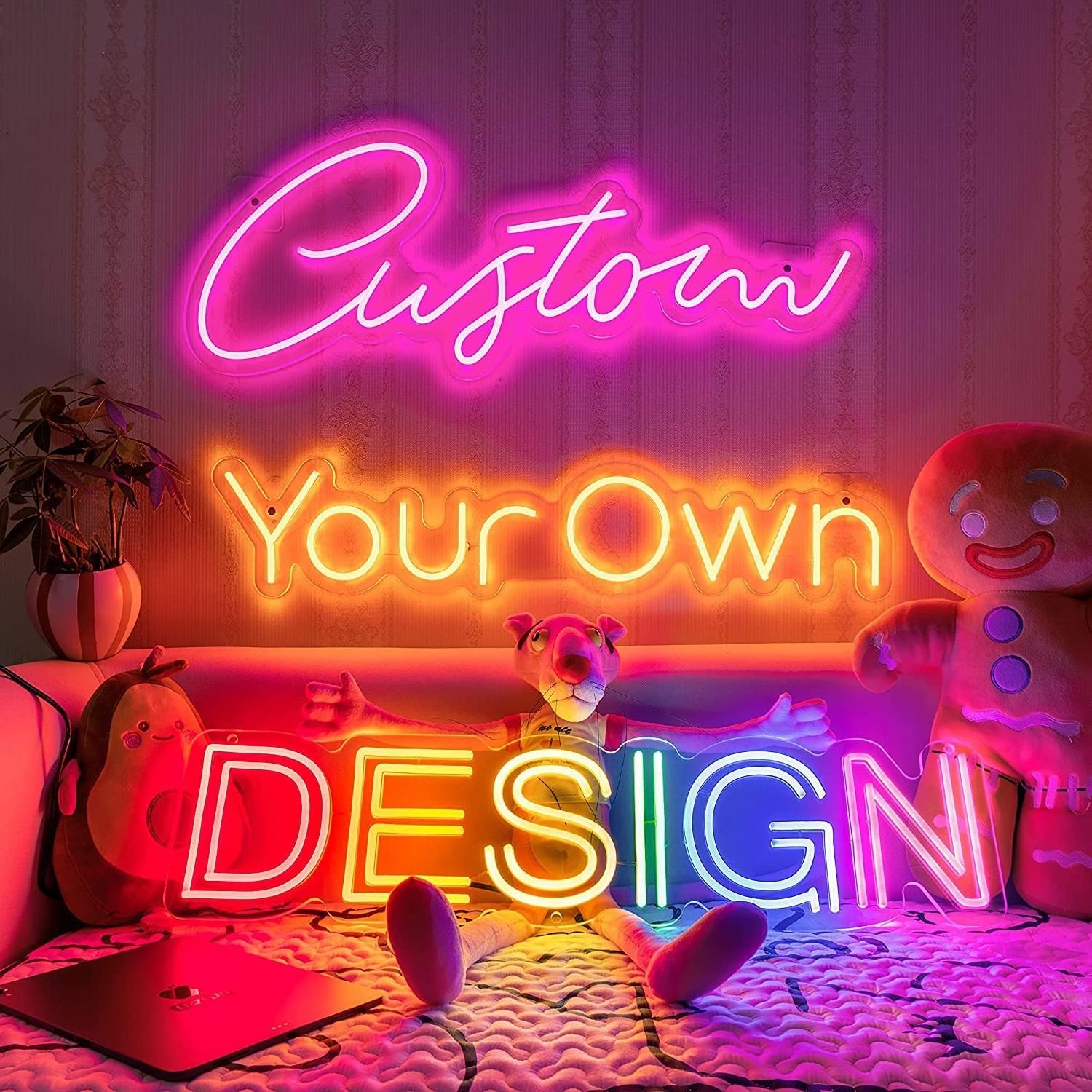 Rebow Professional Factory Silicone Acrylic Halloween Neon Sign Custom Name Led Lighting For Birthday Party Wall Decor