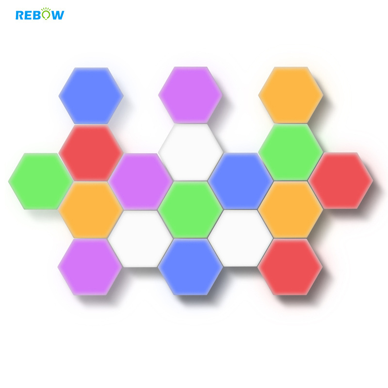 Bulk Blind Dropshipping DIY hexagon lights Wall lamp Quantum Modular Touch Sensitive Geometry Assembly RGB LED Night Light