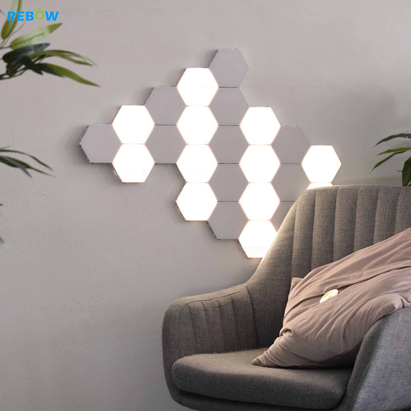 Bulk Blind Dropshipping Hexagon Wall light Quantum Modular Touch Sensitive Creative Geometry Living Room Party LED Night Light