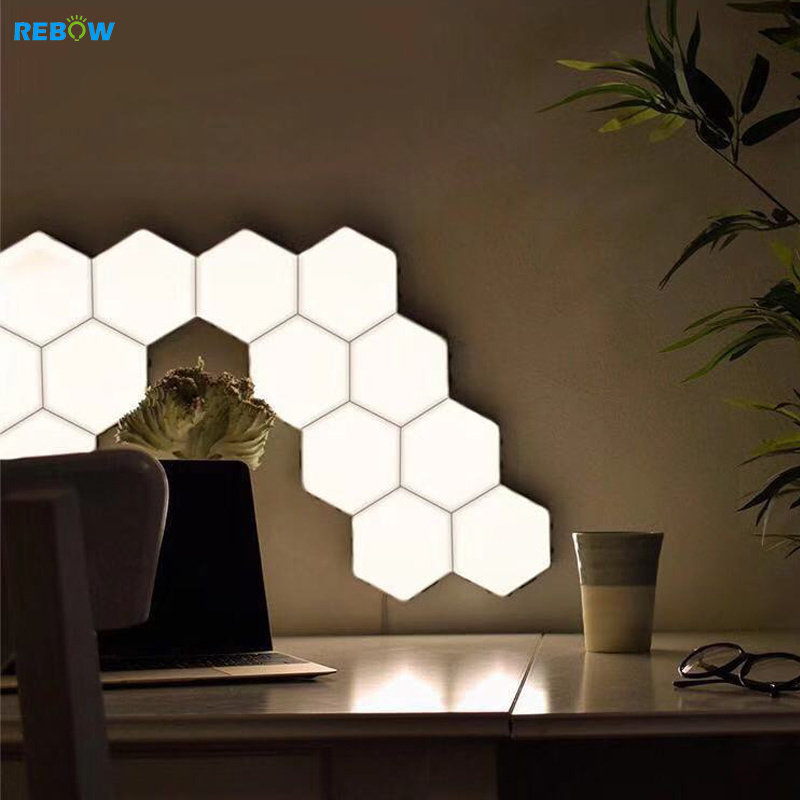 Bulk Blind Dropshipping Hexagon Wall light Quantum Modular Touch Sensitive Creative Geometry Living Room Party LED Night Light