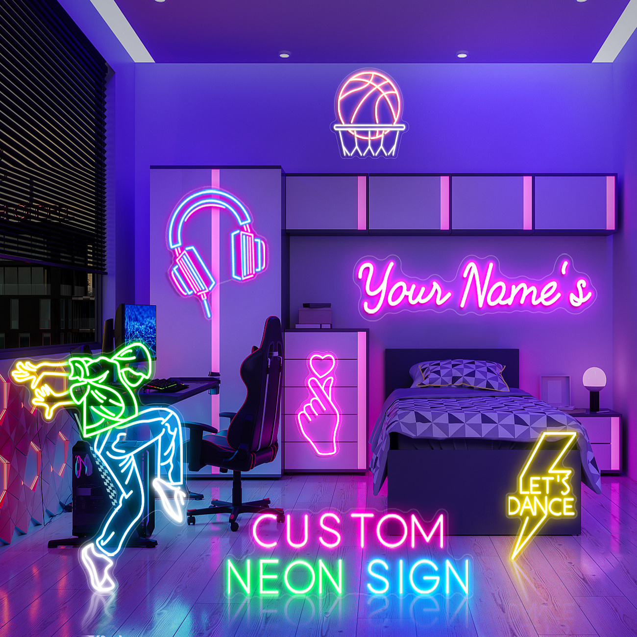 Free Design Fast delivery Custom led light neon sign NO MOQ dropshipping for bedroom birthday party home wedding decor