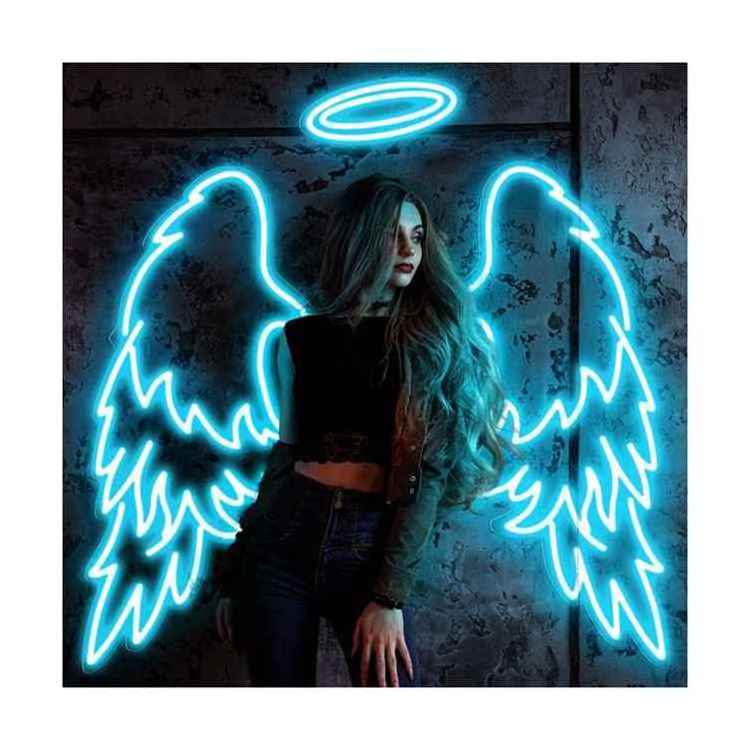 Wall Art 3D Wings Happy Birthday Neon Sign Angle Wings Neon Sign For Wall Bedroom