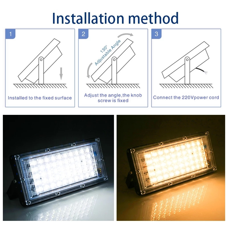 AC 85-265V Football Tennis Court Work Lamp 50W LED Outdoor Flood Light