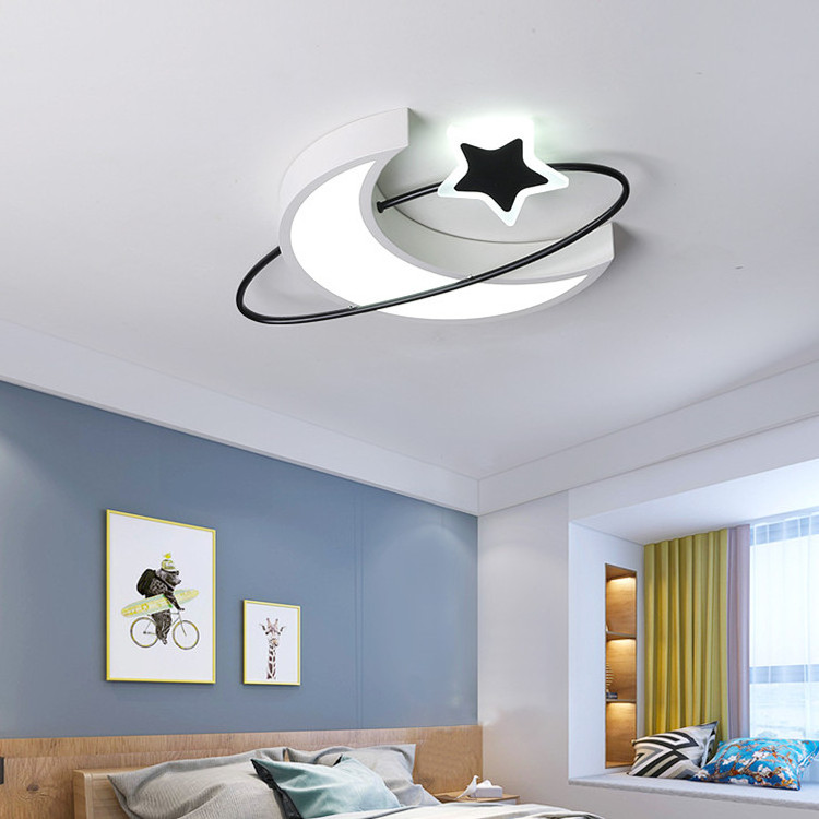 Nordic Modern Decorative Indoor Bedroom Round Moon Star Kids Room Led Ceiling Light