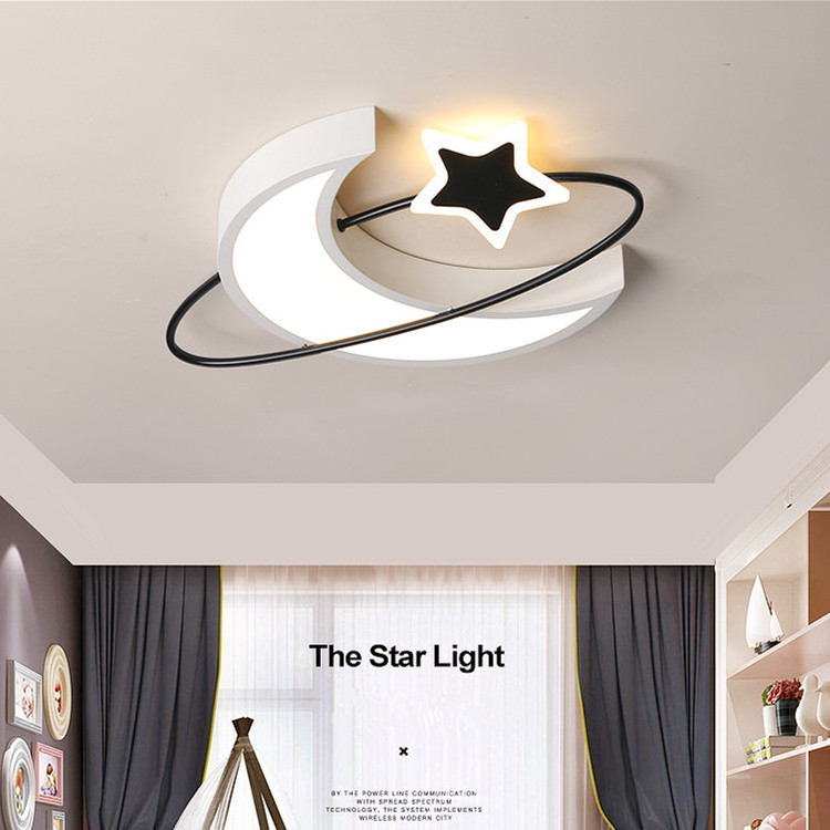 Nordic Modern Decorative Indoor Bedroom Round Moon Star Kids Room Led Ceiling Light